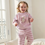 Dave&Bella Toddler Girls Casual Purple Pink Soft Plush Sleepwear Pajamas