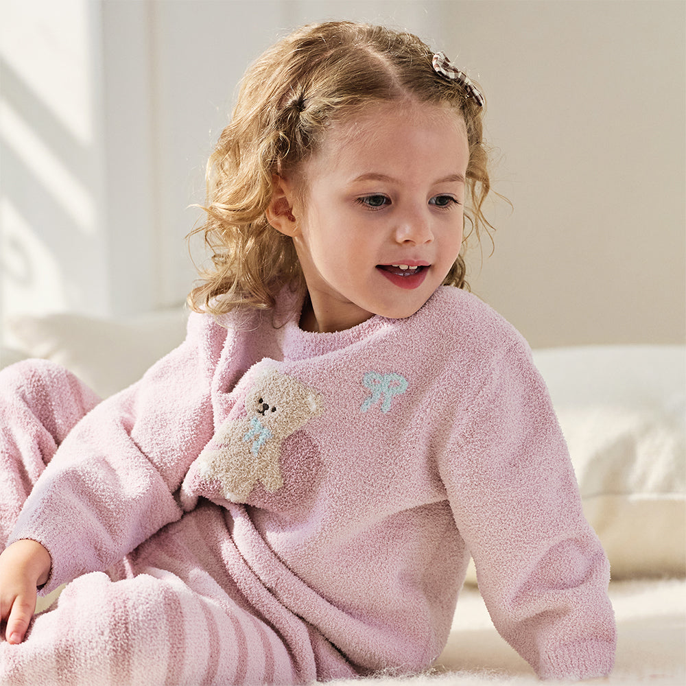Dave&Bella Toddler Girls Casual Purple Pink Soft Plush Sleepwear Pajamas