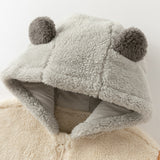 Dave&Bella Toddler Boys Beige Cute Bear-style Indoor Hooded Plush Pajamas