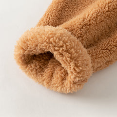 Dave&Bella Toddler Boys Winter Beige Cute Bear-style Indoor Hooded Plush Pajamas