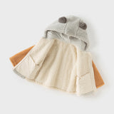 Dave&Bella Toddler Boys Beige Cute Bear-style Indoor Hooded Plush Pajamas