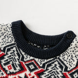 Dave&Bella Toddler Boys Navy Blue Round Collar Pullover Warm Sweaters Tops