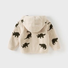 Dave&Bella Toddler Girls/Boys Winter Khaki/Purple Print Hooded Knit Sweaters Coats