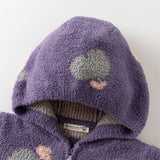 Dave&Bella Toddler Girls/Boys Playful Khaki/Purple Print Hooded Coats