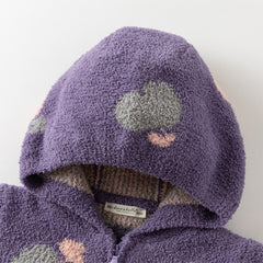 Dave&Bella Toddler Girls/Boys Winter Khaki/Purple Print Hooded Knit Sweaters Coats