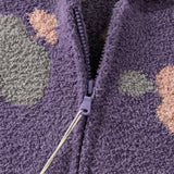 Dave&Bella Toddler Girls/Boys Playful Khaki/Purple Print Hooded Coats