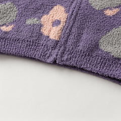 Dave&Bella Toddler Girls/Boys Winter Khaki/Purple Print Hooded Knit Sweaters Coats