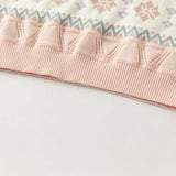 Dave&Bella Kids Girls Sweet Pink Round Collar Versatile Soft Sweaters