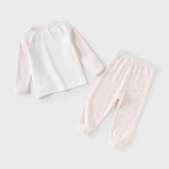 Dave&Bella Kids Girls Autumn Yellow/Pink Cotton Indoor Sleepwear Pajamas Set
