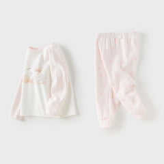 Dave&Bella Kids Girls Autumn Yellow/Pink Cotton Indoor Sleepwear Pajamas Set