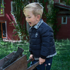 Dave&Bella Toddler Boys Winter Navy Blue Outdoor Windproof Faux Two-piece Down Jacket