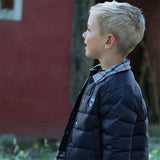 Dave&Bella Toddler Boys Winter Navy Blue Outdoor Windproof Faux Two-piece Down Jacket