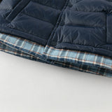 Dave&Bella Toddler Boys Winter Navy Blue Outdoor Windproof Faux Two-piece Down Jacket