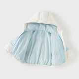 Dave&Bella Toddler Boys Winter Ice Blue Print Outwear Windproof Hooded Cozy Down Coats