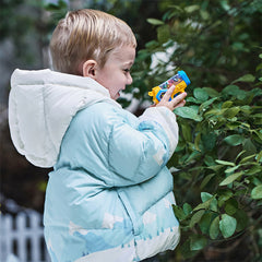 Dave&Bella Toddler Boys Winter Ice Blue Print Outwear Windproof Hooded Cozy Down Coats