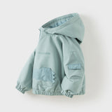 Dave&Bella Toddler Girls/Boys Green/Purple Outwear Soft Plush-lined Hooded Coats