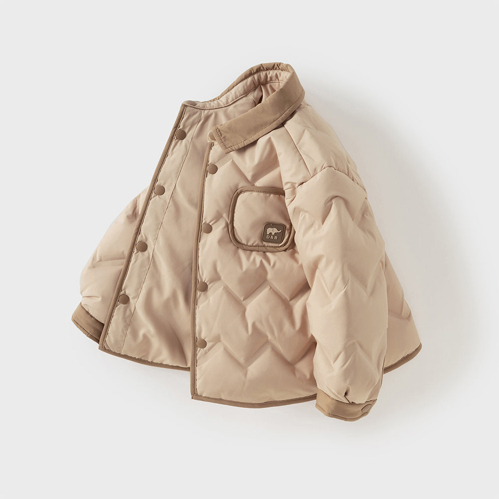 Dave&Bella Toddler Boys Winter Khaki Outdoor Windproof Turtle Cozy Down Coats