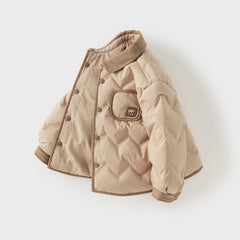 Dave&Bella Toddler Boys Winter Khaki Outdoor Windproof Turtle Cozy Down Coats