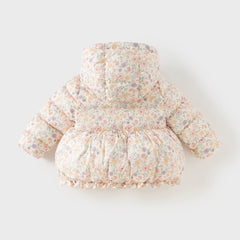 Dave&Bella Toddler Girls Print Pink Long-sleeved Outwear Warm Down Coats