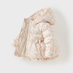 Dave&Bella Toddler Girls Print Pink Long-sleeved Outwear Warm Down Coats