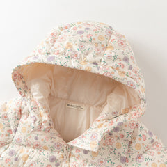 Dave&Bella Toddler Girls Print Pink Long-sleeved Outwear Warm Down Coats