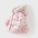 Dave&Bella Toddler Girls Winter Cute Print Outdoor Windproof Hooded Down Puffer Jackets