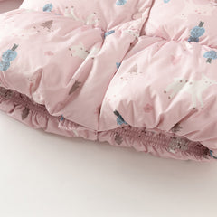 Dave&Bella Toddler Girls Winter Cute Print Outdoor Windproof Hooded Down Puffer Jackets