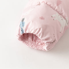 Dave&Bella Toddler Girls Winter Cute Print Outdoor Windproof Hooded Down Puffer Jackets