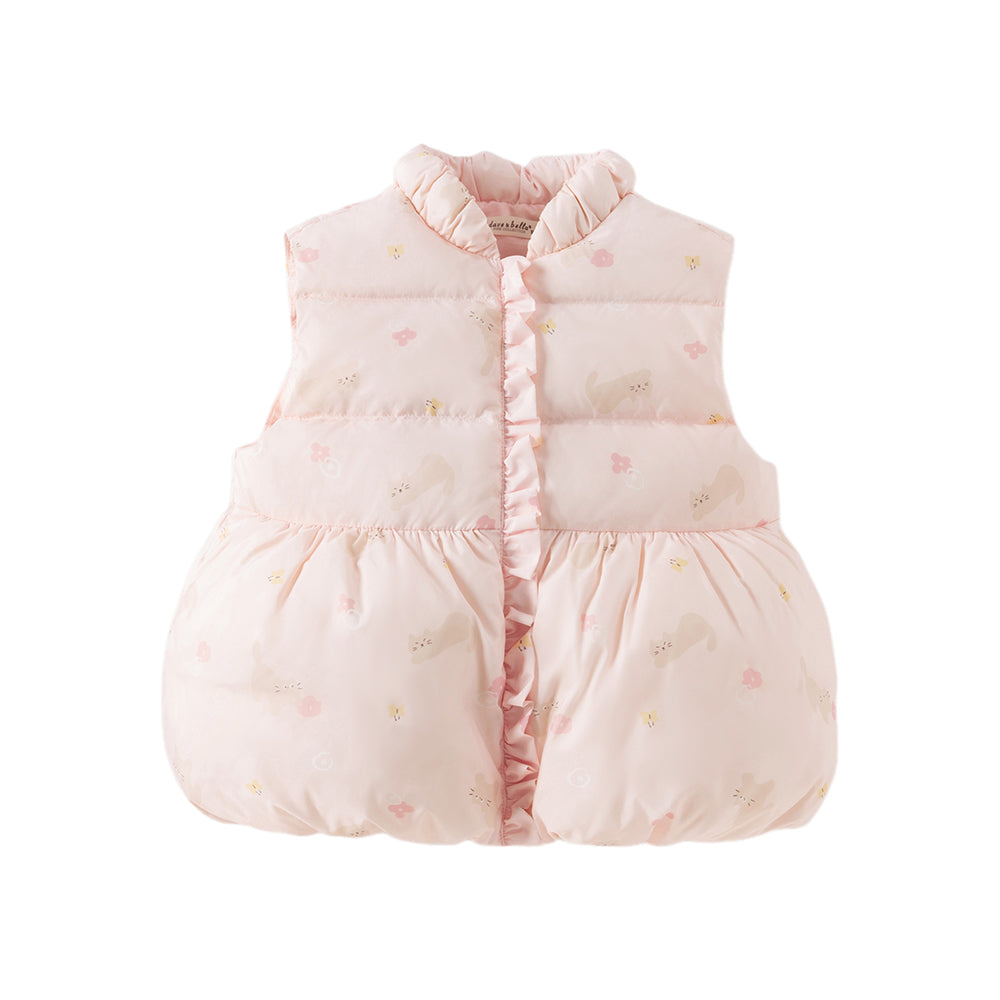 Dave&Bella Toddler Girls Winter Sweet Print Waterproof Down Sleeveless Vests