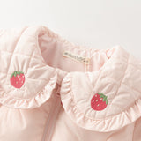 Dave&Bella Toddler Girls Winter Pink Strawberry Print Outwear Windproof Warm Down Coats