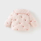 Dave&Bella Toddler Girls Winter Pink Strawberry Print Outwear Windproof Warm Down Coats