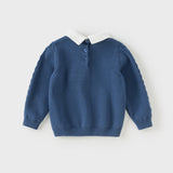 Dave&Bella Toddler Boys Dark Blue Pure Cotton Formal Pullover Sweaters