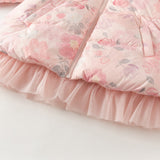 Dave&Bella Toddler Girls Winter Pink Floral Hooded Outdoor Down Coats