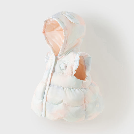 Dave&Bella Toddler Girls Autumn/Winter Adorable Gradient Hooded Waterproof Down Vests