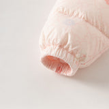 Dave&Bella Baby Girls Winter Cute Pink-print Long-sleeved Cozy Hooded Down Rompers