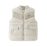 Dave&Bella Toddler Boys Winter Coral Grey Sleeveless Outdoor White Duck Down Vests
