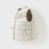 Dave&Bella Toddler Boys Winter Coral Grey Sleeveless Outdoor White Duck Down Vests