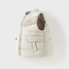 Dave&Bella Toddler Boys Winter Coral Grey Sleeveless Outdoor White Duck Down Vests Tops