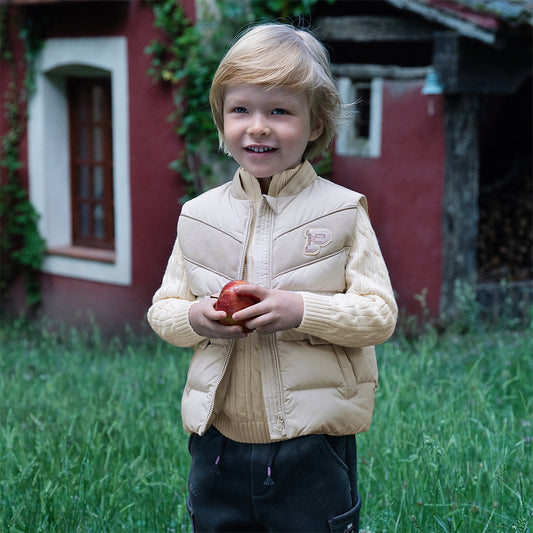 Dave&Bella Toddler Boys Winter Coral Grey Sleeveless Outdoor White Duck Down Vests Tops