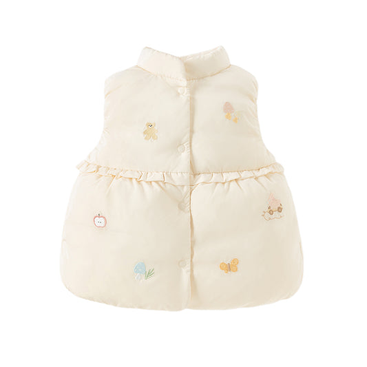 Dave&Bella Toddler Girls Winter Charming Moonlight Yellow Turtle Down Vest Tops