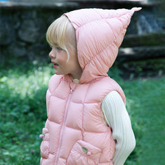 Dave&Bella Toddler Girls Winter Sweet Purple Pink Outdoor Windproof Down Hooded Vests