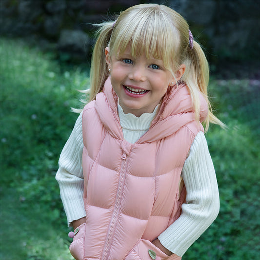 Dave&Bella Toddler Girls Winter Sweet Purple Pink Outdoor Windproof Down Hooded Vests