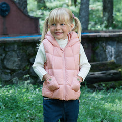 Dave&Bella Toddler Girls Winter Sweet Purple Pink Outdoor Windproof Down Hooded Vests