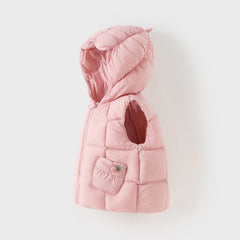 Dave&Bella Toddler Girls Winter Sweet Purple Pink Outdoor Windproof Down Hooded Vests