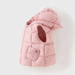 Dave&Bella Toddler Girls Winter Sweet Purple Pink Outdoor Windproof Down Hooded Vests