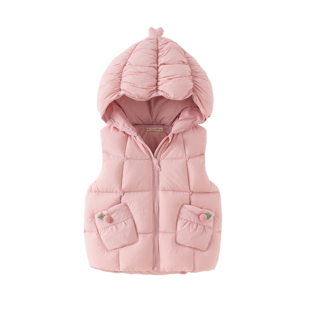 Dave&Bella Toddler Girls Winter Sweet Purple Pink Outdoor Windproof Down Hooded Vests