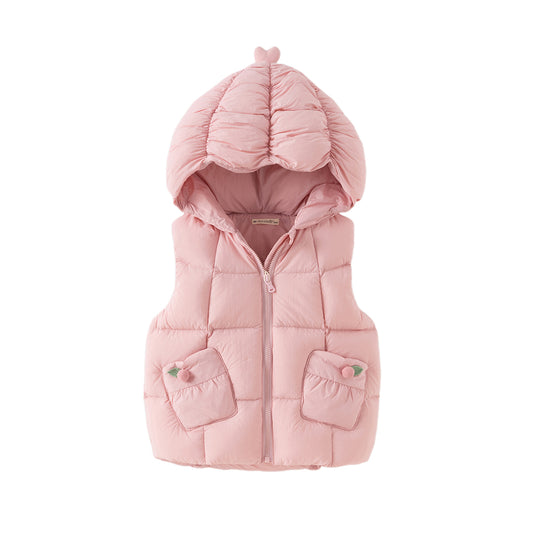 Dave&Bella Toddler Girls Winter Sweet Purple Pink Outdoor Windproof Down Hooded Vests