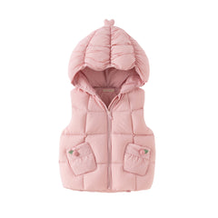 Dave&Bella Toddler Girls Winter Sweet Purple Pink Outdoor Windproof Down Hooded Vests