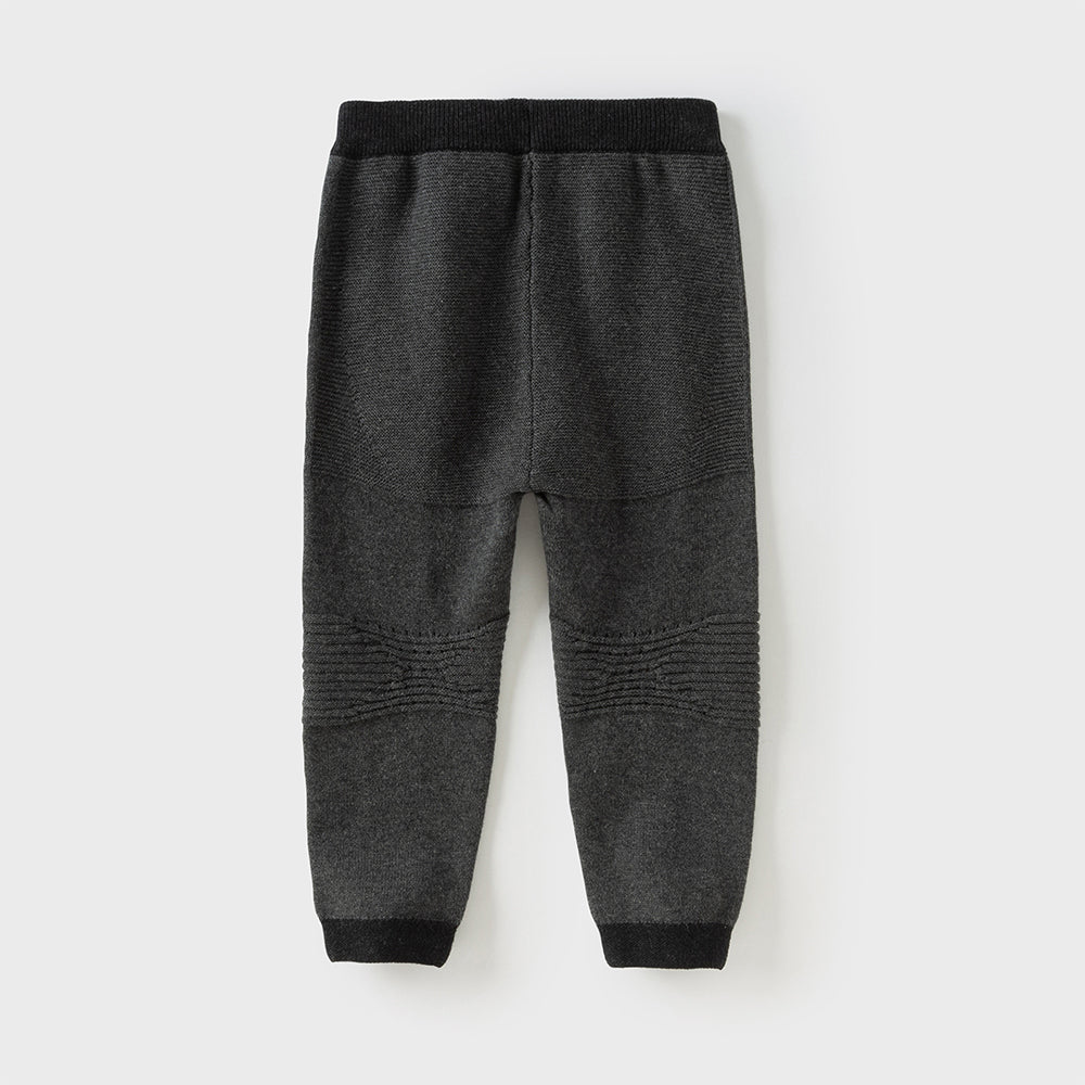 Dave&Bella Toddler Boys Dark Grey Cotton Soft Drawstring Woolen Pants
