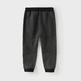 Dave&Bella Toddler Boys Dark Grey Cotton Soft Drawstring Woolen Pants